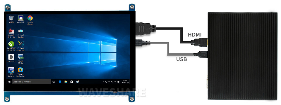Touch screen monitor 7" 1024x600 surface-capacitive