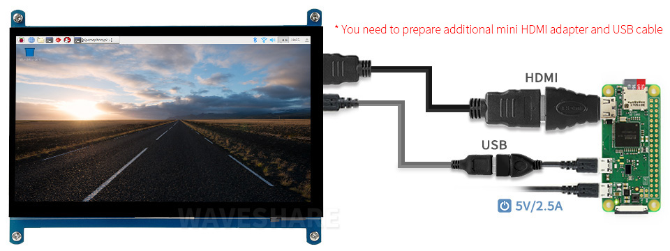 Touch screen monitor 7" 1024x600 surface-capacitive