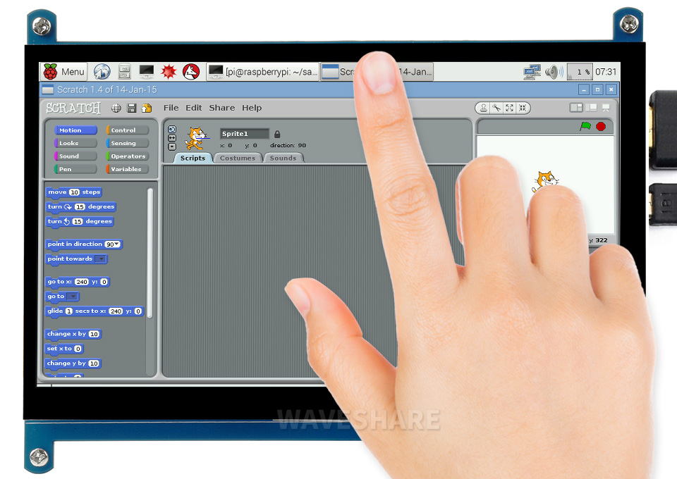 Touch screen monitor 7" 1024x600 surface-capacitive